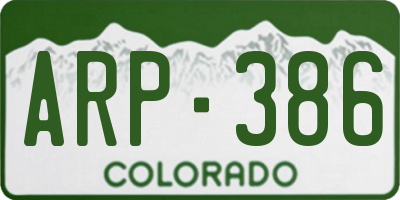CO license plate ARP386