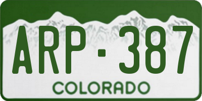 CO license plate ARP387