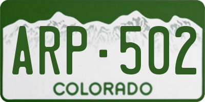 CO license plate ARP502