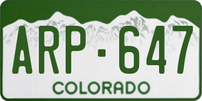 CO license plate ARP647