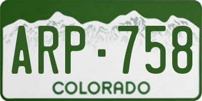 CO license plate ARP758