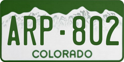 CO license plate ARP802