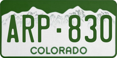 CO license plate ARP830
