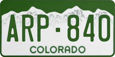 CO license plate ARP840