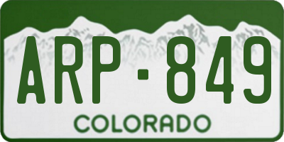 CO license plate ARP849
