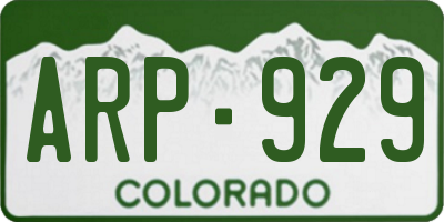 CO license plate ARP929