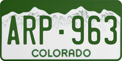 CO license plate ARP963