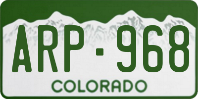 CO license plate ARP968