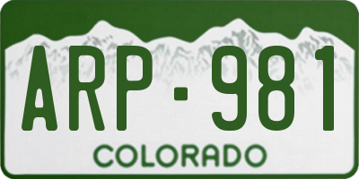 CO license plate ARP981