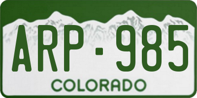 CO license plate ARP985