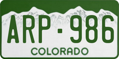 CO license plate ARP986