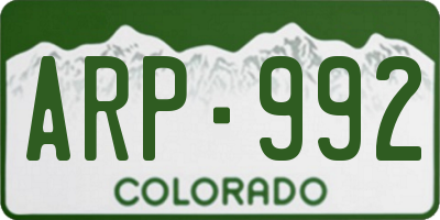 CO license plate ARP992