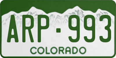 CO license plate ARP993