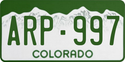 CO license plate ARP997