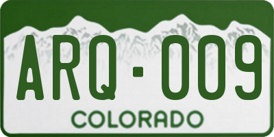 CO license plate ARQ009