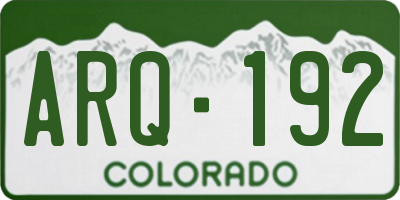 CO license plate ARQ192