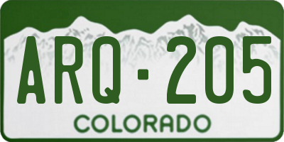 CO license plate ARQ205