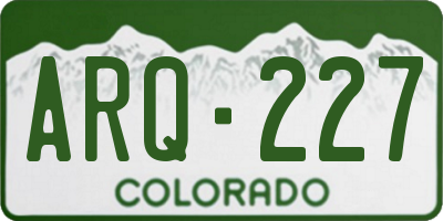 CO license plate ARQ227