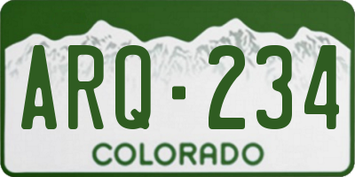 CO license plate ARQ234