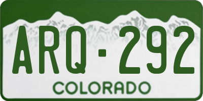 CO license plate ARQ292