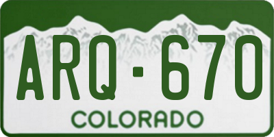 CO license plate ARQ670