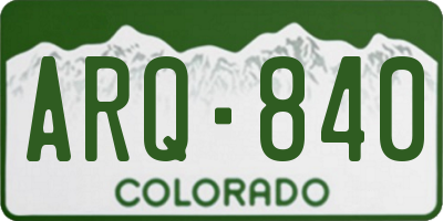 CO license plate ARQ840