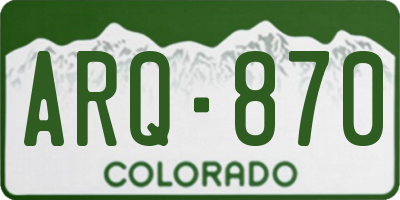 CO license plate ARQ870