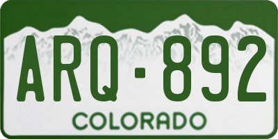CO license plate ARQ892