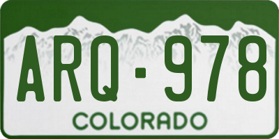 CO license plate ARQ978