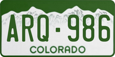 CO license plate ARQ986