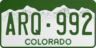CO license plate ARQ992