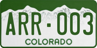 CO license plate ARR003
