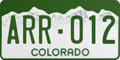 CO license plate ARR012
