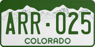 CO license plate ARR025