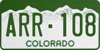CO license plate ARR108