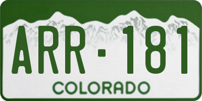 CO license plate ARR181