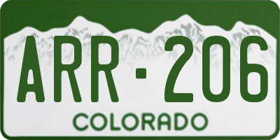 CO license plate ARR206