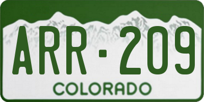 CO license plate ARR209
