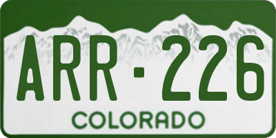 CO license plate ARR226