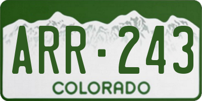 CO license plate ARR243