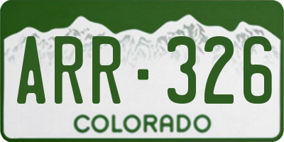 CO license plate ARR326