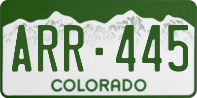 CO license plate ARR445