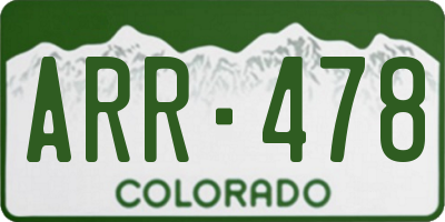 CO license plate ARR478