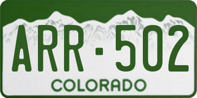 CO license plate ARR502