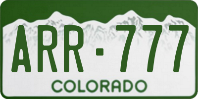 CO license plate ARR777