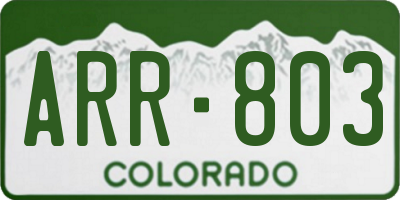 CO license plate ARR803
