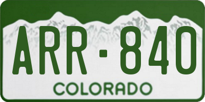 CO license plate ARR840