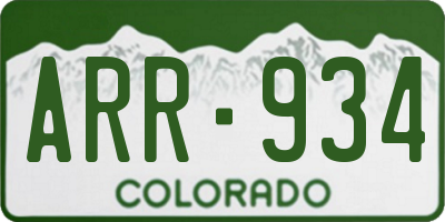 CO license plate ARR934