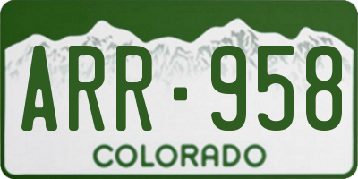 CO license plate ARR958