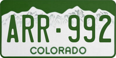 CO license plate ARR992